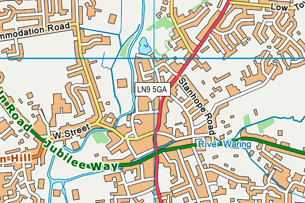 LN9 5GA map - OS VectorMap District (Ordnance Survey)