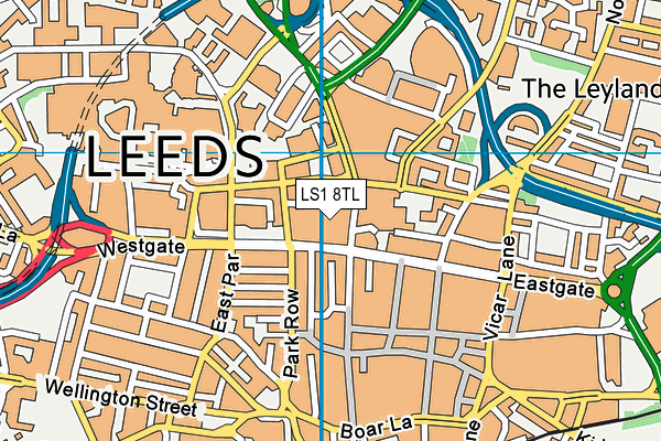 Nuffield Health (Leeds) map (LS1 8TL) - OS VectorMap District (Ordnance Survey)