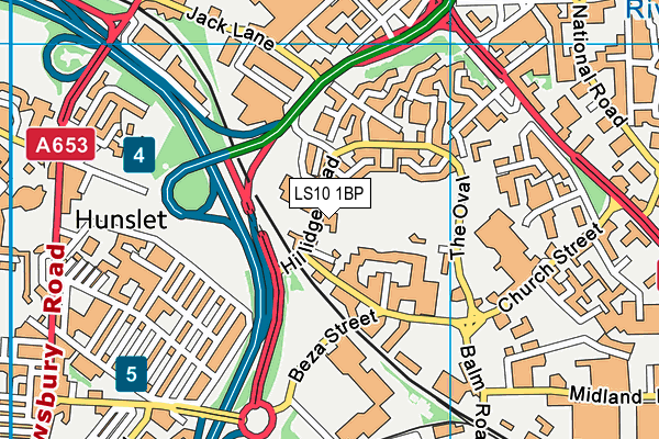 The Hunslet Club map (LS10 1BP) - OS VectorMap District (Ordnance Survey)