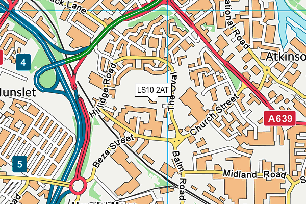Hunslet Green Community Sports Club map (LS10 2AT) - OS VectorMap District (Ordnance Survey)