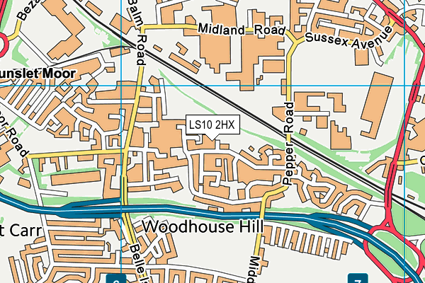Leasowe Recreational Ground map (LS10 2HX) - OS VectorMap District (Ordnance Survey)
