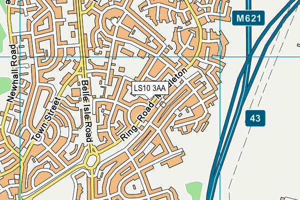 LS10 3AA map - OS VectorMap District (Ordnance Survey)