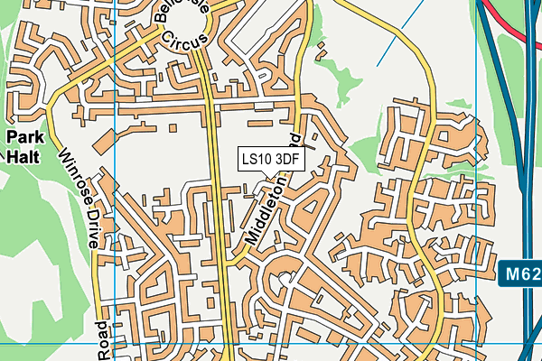 LS10 3DF map - OS VectorMap District (Ordnance Survey)
