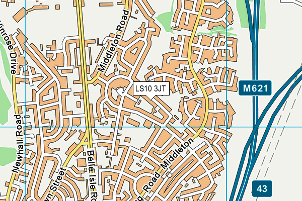 LS10 3JT map - OS VectorMap District (Ordnance Survey)