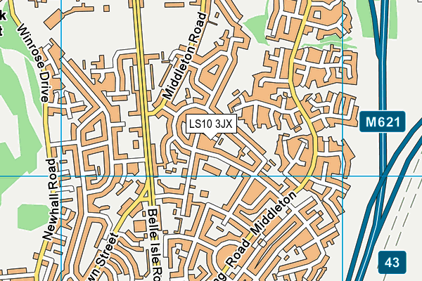 LS10 3JX map - OS VectorMap District (Ordnance Survey)