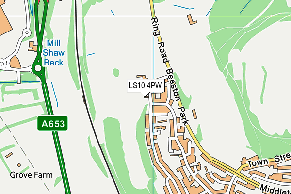 LS10 4PW map - OS VectorMap District (Ordnance Survey)
