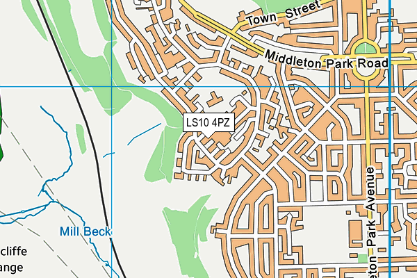 LS10 4PZ map - OS VectorMap District (Ordnance Survey)