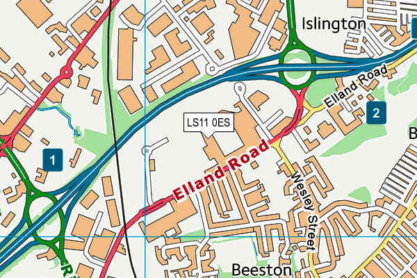 Leeds United Fc (Elland Road) map (LS11 0ES) - OS VectorMap District (Ordnance Survey)