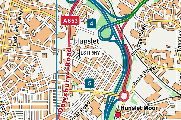 LS11 5NY map - OS VectorMap District (Ordnance Survey)