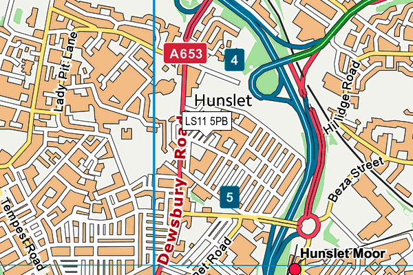 LS11 5PB map - OS VectorMap District (Ordnance Survey)