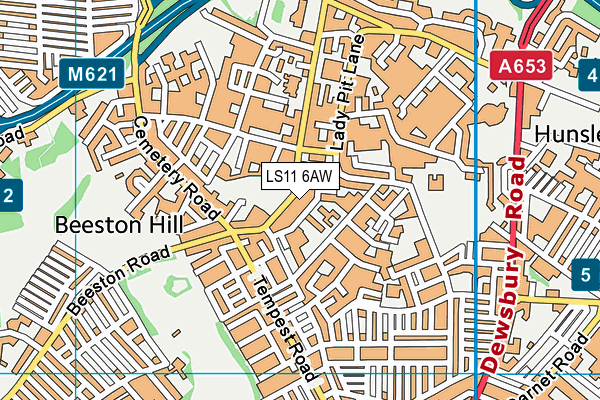 LS11 6AW map - OS VectorMap District (Ordnance Survey)