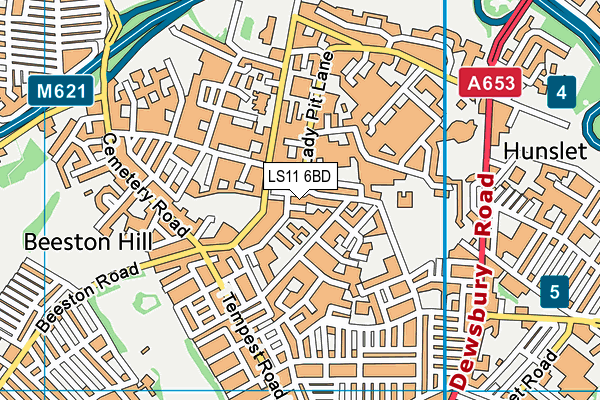 LS11 6BD map - OS VectorMap District (Ordnance Survey)
