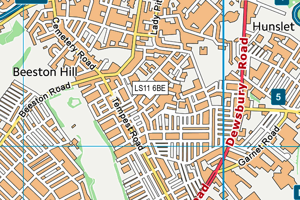 LS11 6BE map - OS VectorMap District (Ordnance Survey)