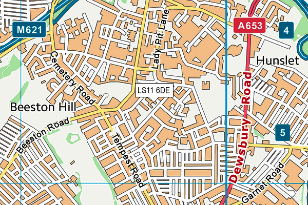 LS11 6DE map - OS VectorMap District (Ordnance Survey)