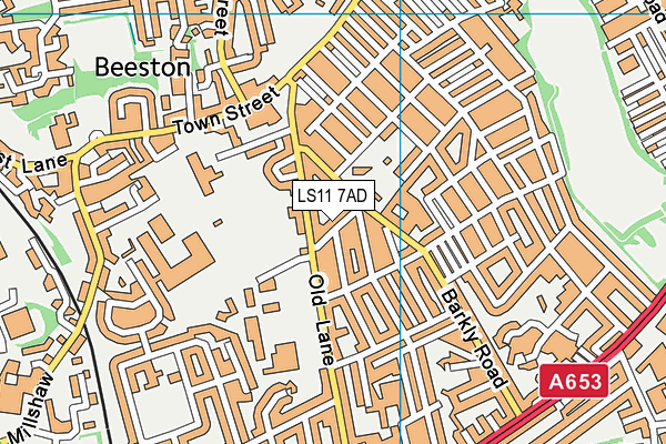 LS11 7AD map - OS VectorMap District (Ordnance Survey)