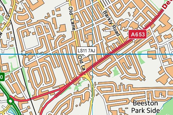 LS11 7AJ map - OS VectorMap District (Ordnance Survey)