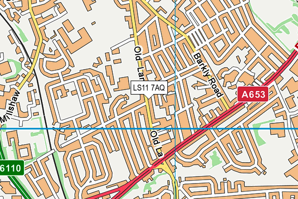 LS11 7AQ map - OS VectorMap District (Ordnance Survey)