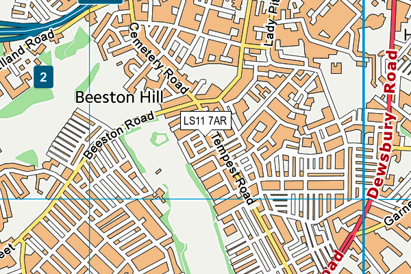 LS11 7AR map - OS VectorMap District (Ordnance Survey)