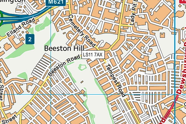 LS11 7AX map - OS VectorMap District (Ordnance Survey)