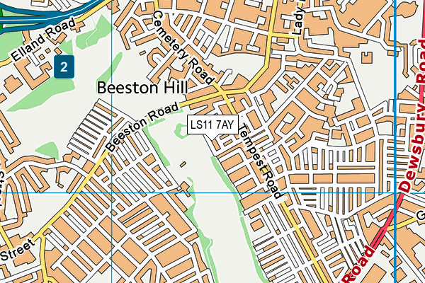 LS11 7AY map - OS VectorMap District (Ordnance Survey)