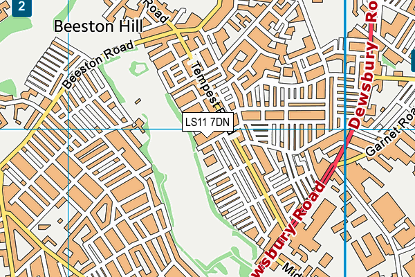 LS11 7DN map - OS VectorMap District (Ordnance Survey)