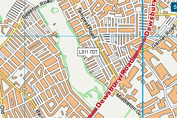 LS11 7DT map - OS VectorMap District (Ordnance Survey)