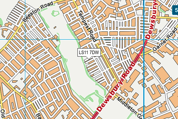 LS11 7DW map - OS VectorMap District (Ordnance Survey)