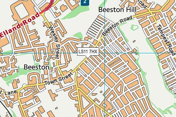 LS11 7HX map - OS VectorMap District (Ordnance Survey)