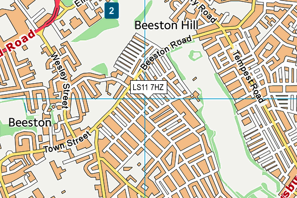 LS11 7HZ map - OS VectorMap District (Ordnance Survey)