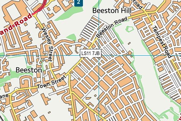 LS11 7JB map - OS VectorMap District (Ordnance Survey)