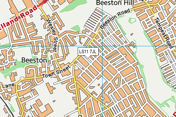 LS11 7JL map - OS VectorMap District (Ordnance Survey)