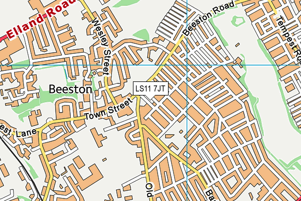 LS11 7JT map - OS VectorMap District (Ordnance Survey)