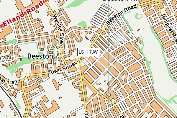LS11 7JW map - OS VectorMap District (Ordnance Survey)