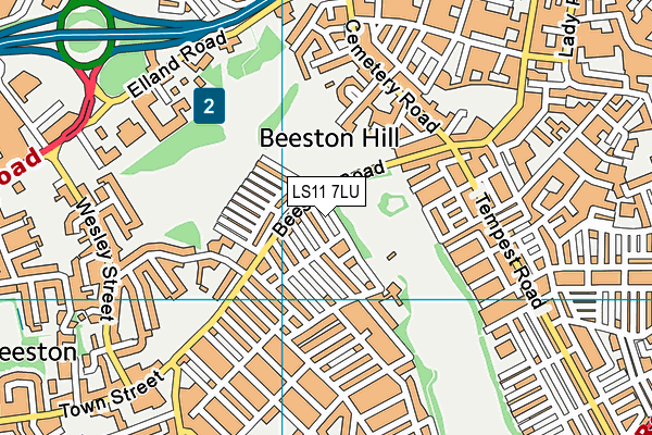 LS11 7LU map - OS VectorMap District (Ordnance Survey)