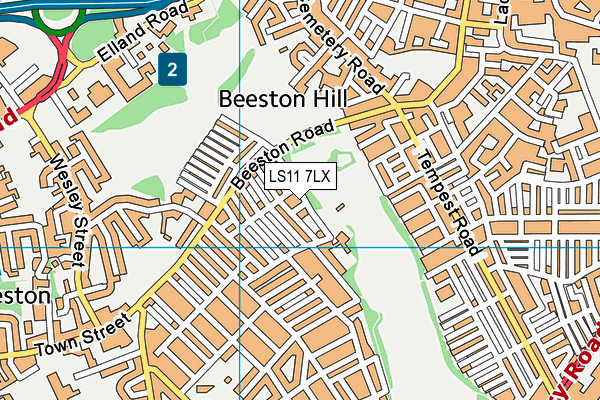 LS11 7LX map - OS VectorMap District (Ordnance Survey)