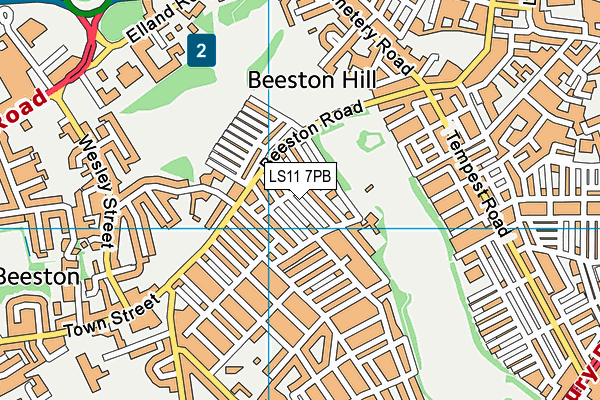 LS11 7PB map - OS VectorMap District (Ordnance Survey)