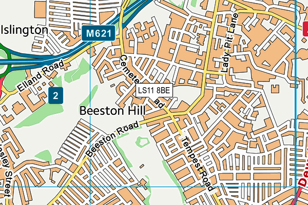 LS11 8BE map - OS VectorMap District (Ordnance Survey)