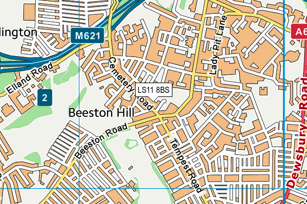 LS11 8BS map - OS VectorMap District (Ordnance Survey)