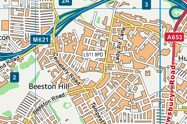 LS11 8PD map - OS VectorMap District (Ordnance Survey)
