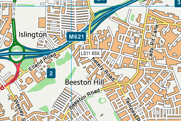 LS11 8SX map - OS VectorMap District (Ordnance Survey)