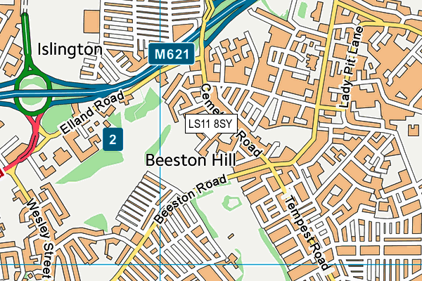 LS11 8SY map - OS VectorMap District (Ordnance Survey)
