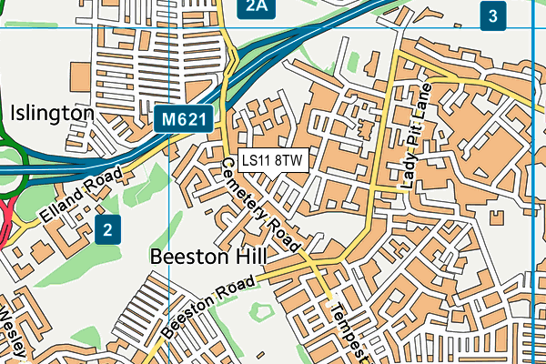 LS11 8TW map - OS VectorMap District (Ordnance Survey)