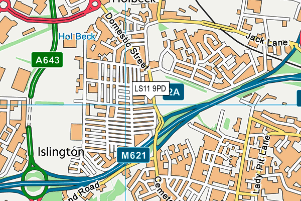LS11 9PD map - OS VectorMap District (Ordnance Survey)