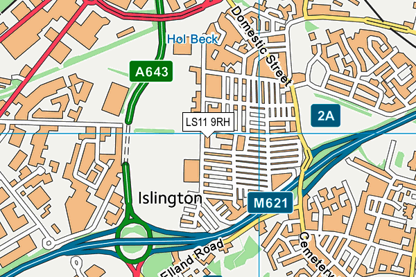 LS11 9RH map - OS VectorMap District (Ordnance Survey)