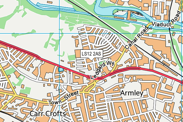 LS12 2AS map - OS VectorMap District (Ordnance Survey)