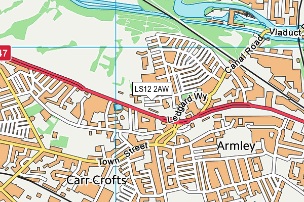 LS12 2AW map - OS VectorMap District (Ordnance Survey)