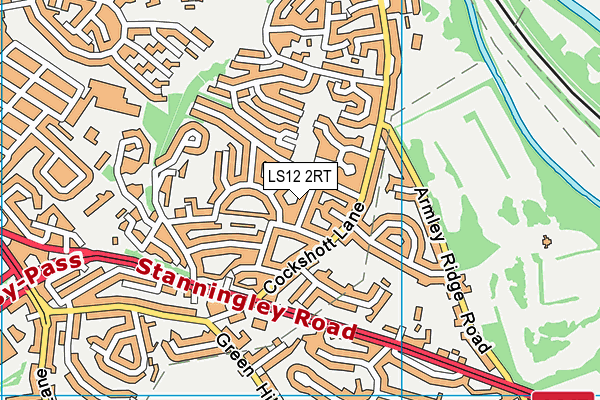 LS12 2RT map - OS VectorMap District (Ordnance Survey)