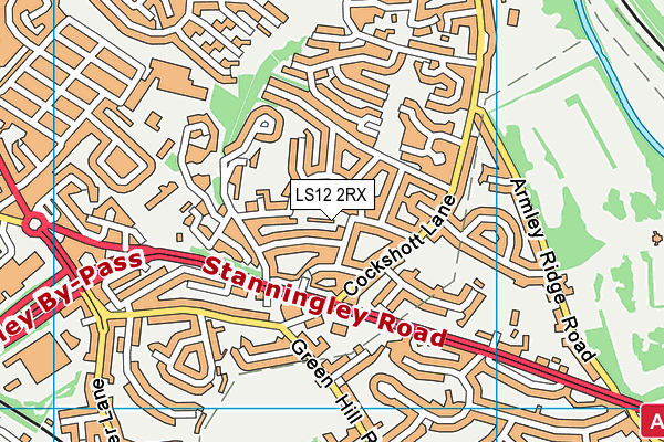LS12 2RX map - OS VectorMap District (Ordnance Survey)