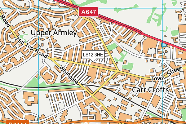 LS12 3HE map - OS VectorMap District (Ordnance Survey)