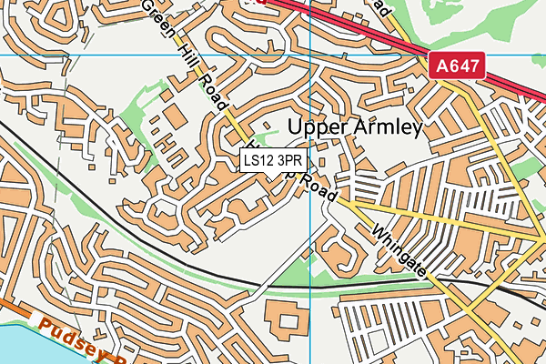 LS12 3PR map - OS VectorMap District (Ordnance Survey)